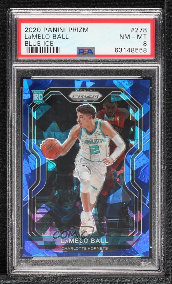 2020-21 Panini Prizm Blue Ice Prizm 53/125 Lamelo Ball #278 PSA 8 Rookie RC j0x
