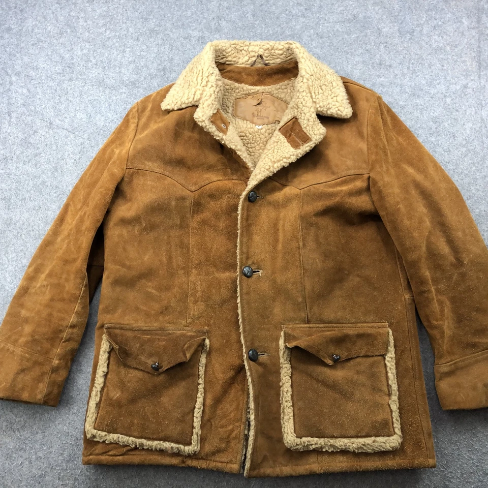 Vintage Gary Gordon Jacket Mens 42 Suede Shearling Lined Coat 70s - Image 2 of 4