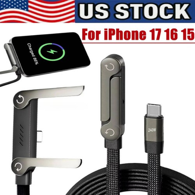 #ad 2in1 240W Fast Charging Cord For iPhone 17 With Phone Stand Foldable Holder Lot $313.18