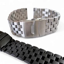 Solid Stainless Steel Watch Strap Band Bracelet Heavy Black PVD 20mm 22mm Mens