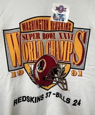 WASHINGTON REDSKINS Sweatshirt Large 1991 Super Bowl XXVI World Champs NEW