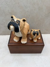 Set Of 2 Artesania Rinconada Boxer Dogs Clay Uruguay Retired Signed 1990's