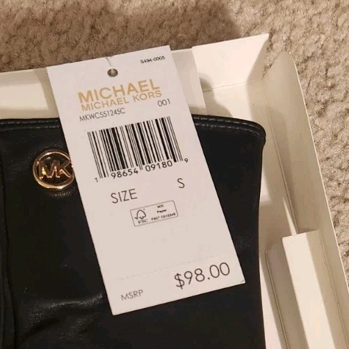 Michael Kors Women's Smart Touch Leather Gloves Black Size Small New in Box - Image 2 of 3