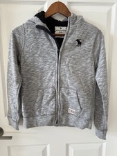 Abercrombie Fitch Kids 11/12 Hoodie Full Zip Sherpa Lined Gray