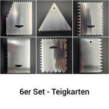 6er Set Teigkarte Teigkarten Schaber Kuchen Torte Verzieren Backen versch Muster