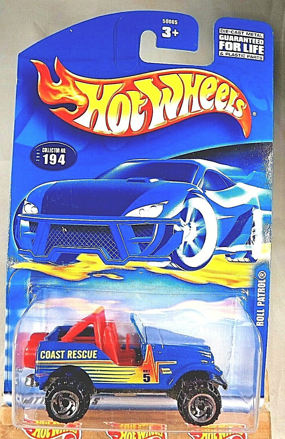2001 Hot Wheels Mainline/Collector #194 ROLL PATROL Blue w/Chrome ORSB Spokes