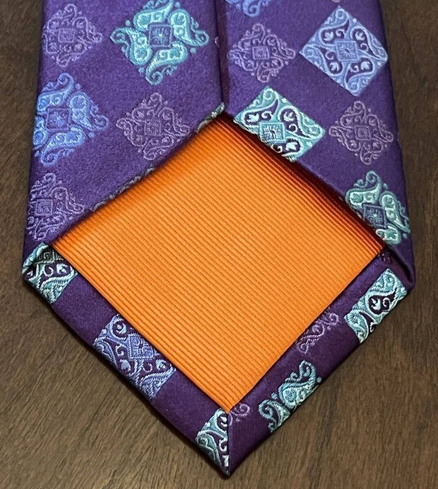 Tallia Purple Blue 100% Silk Men’s Neck Tie Made In China - Image 2 of 4