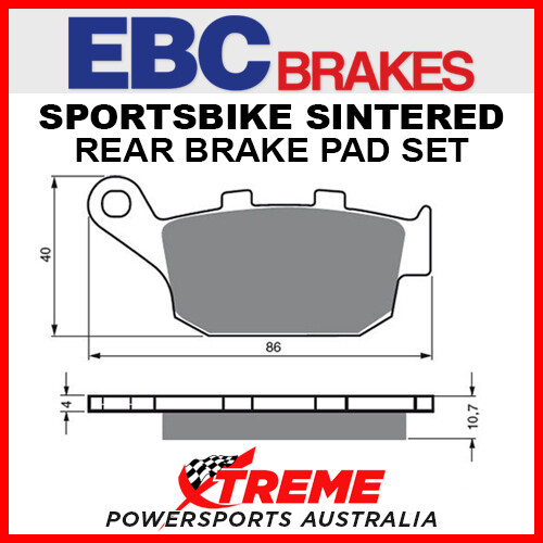 EBC Triumph 675 Daytona 2006-2017 HH Sintered Rear Brake Pad FA140HH - Picture 1 of 2