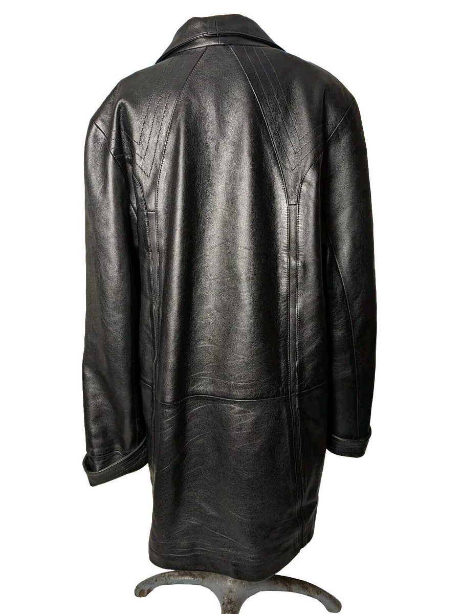 Vintage Sheepskin Leather Jacket Black Spanish Mid Length