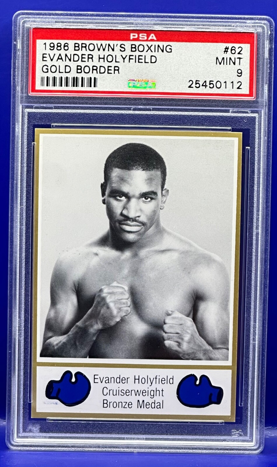 1986 Brown’s Boxing EVANDER HOLYFIELD #62 Rookie! PSA 9 Mint!