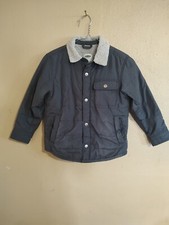 EUC Big Boys Size 6/7 Gray Quilted and Sherpa Lined Jacket Old Navy
