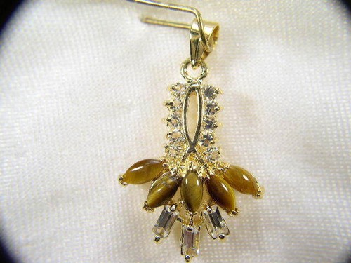 **** TIGER EYE DESIGNER VINTAGE GEMSTONE SEMI-PRECIOUS CHARM PENDANT 227TE - Picture 3 of 4