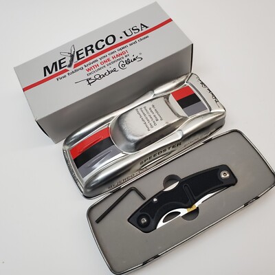 Meyerco Blackie Collins Speedster Pocketknife Japan in Race Car Tin NOS