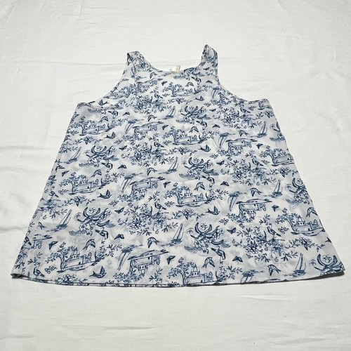 Frenchi Women’s Size M White w/Floral Birds Sleeveless Summer Blouse - Picture 10 of 15