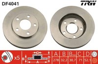 2X TRW DF4041 Bremsscheibe FüR Buick Chevrolet Opel Pontiac