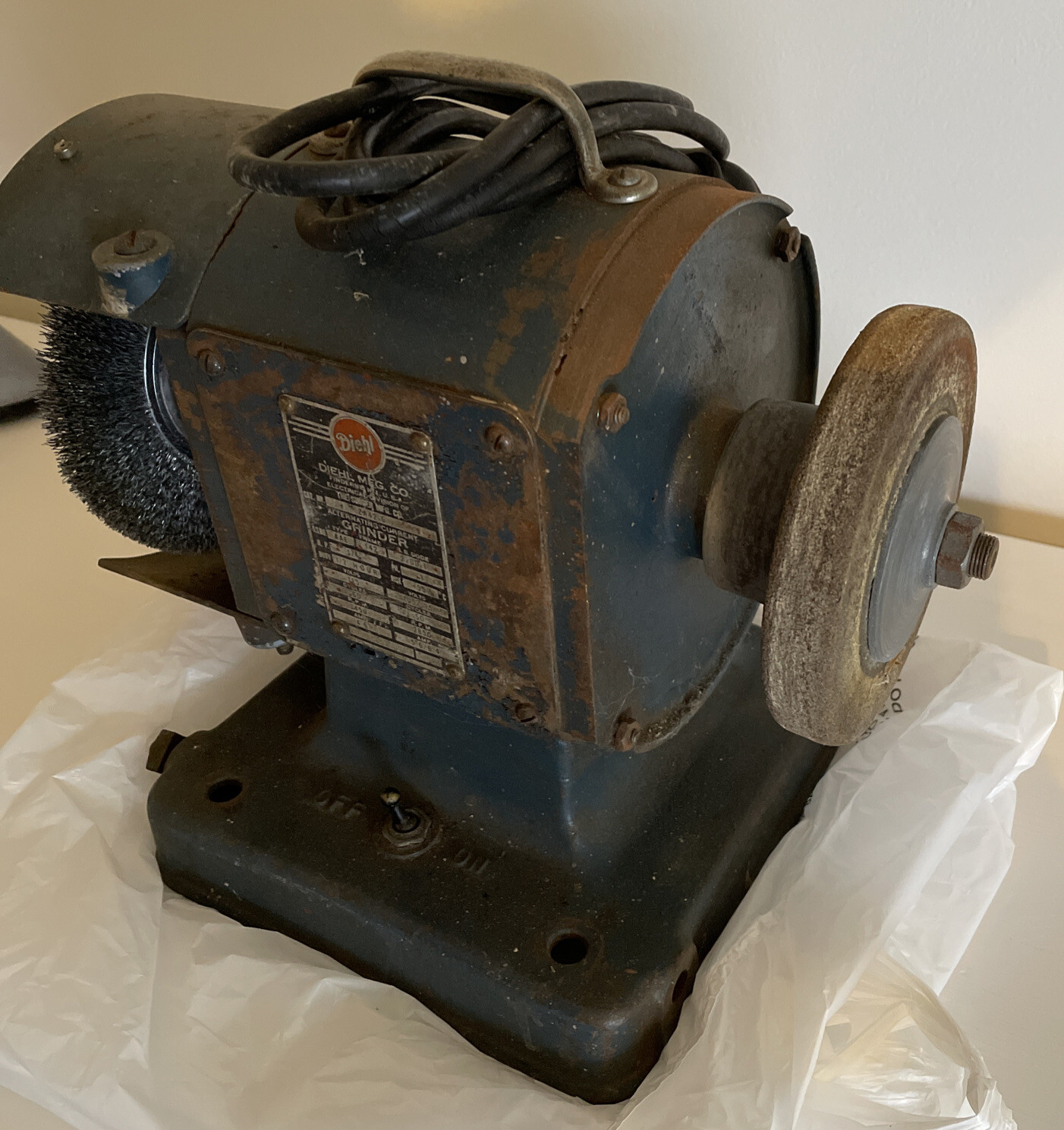 Vtg DIEHL Bench Grinder USA Made 1/4 HP Works Great! eBay