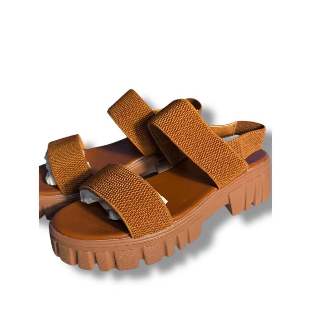 SAOLA Sandali Asuccio plateau elasticizzati cinturino suola a strappo comodi casual marrone taglia 8 US