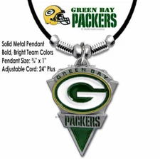 GREEN BAY PACKERS NECKLACE for MALE FEMALE FOOTBALL ADJUSTABLE NFL FREE SHIP LA