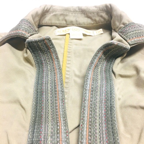 J. CREW Weathered 100% Cotton Khaki Classic Chino Tribal Trim Jacket 4 - Picture 3 of 7