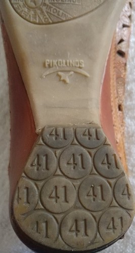 Pikolinos Womens Slingback Perferated Dark Tan Leather Slides Sz 10 M - Picture 12 of 12
