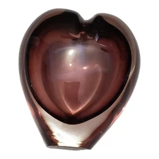 axicon world imports Candle Holder Vase Art Glass Heart Paperweight Vintage