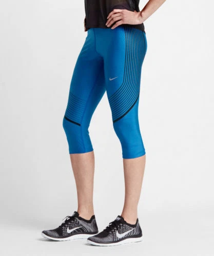 Nike sz S Women's POWER SPEED Running Capris NEW $110 801694 435 Blue /  Black