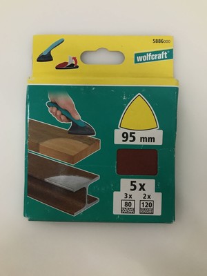 wolfcraft 5 Haft- Schleifblätter Delta Handschleifer K 80 120 5886000