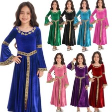 Girls Medieval Renaissance Princess Costumes Velvet Vintage Dress Costume
