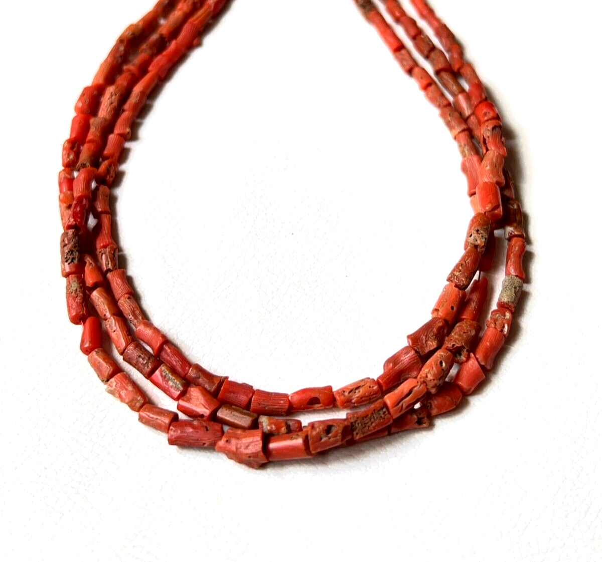 Natural Coral Gemstone Loose Beads 14'' Inches 1 Strand Vintage Red