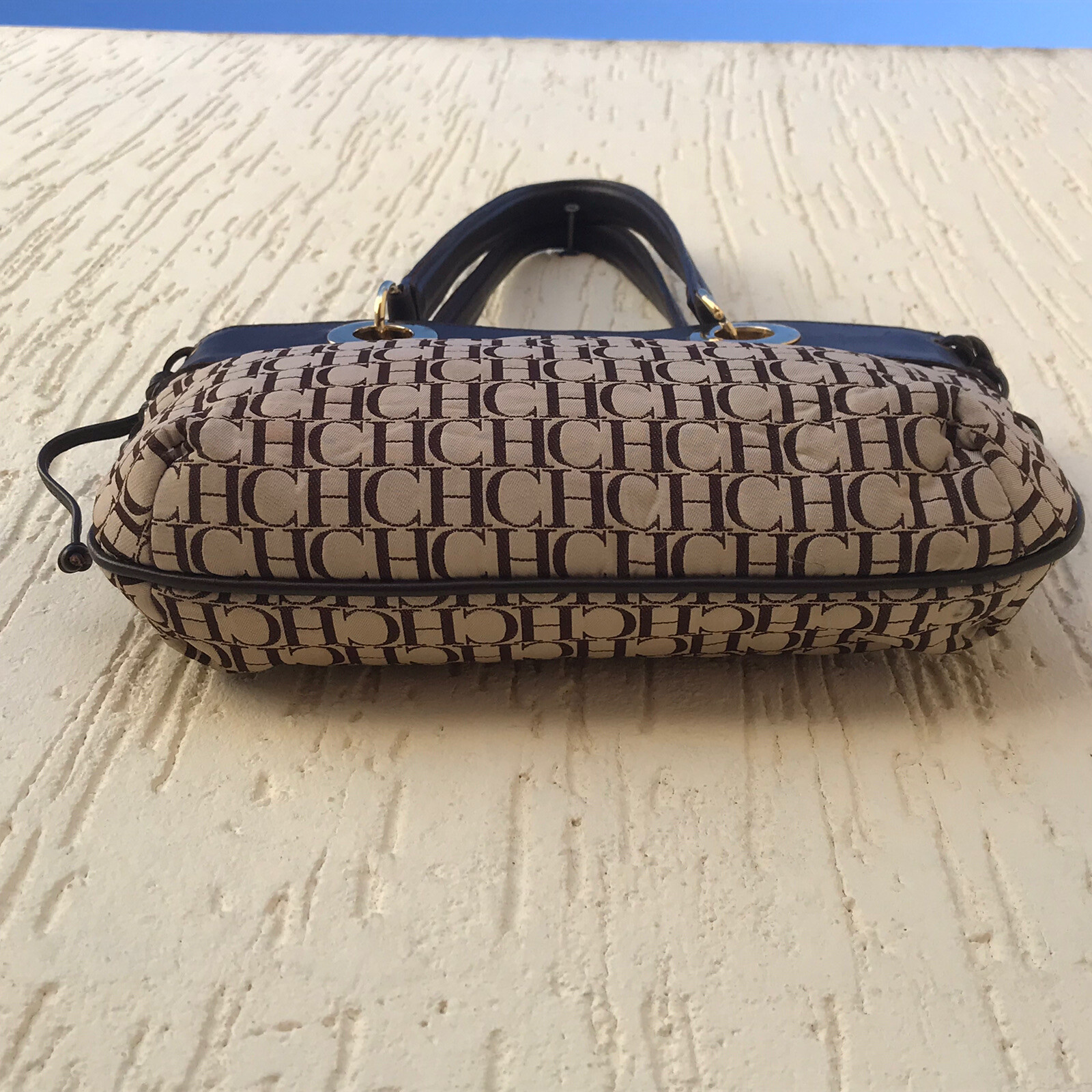 Carolina Herrera bags Monogram beige Canva brown Leather CH