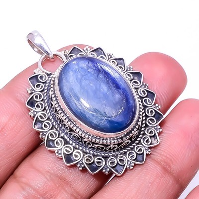 Natural Kyanite - Nepal Fine Art 925 Sterling Silver Pendant 1.76'' P_9395_205_30
