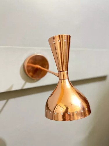 Italian Diablo 1 Wall Lights Stilnovo 1950s Style Wall Sconce Copper Finish Lamp - Picture 5 of 6