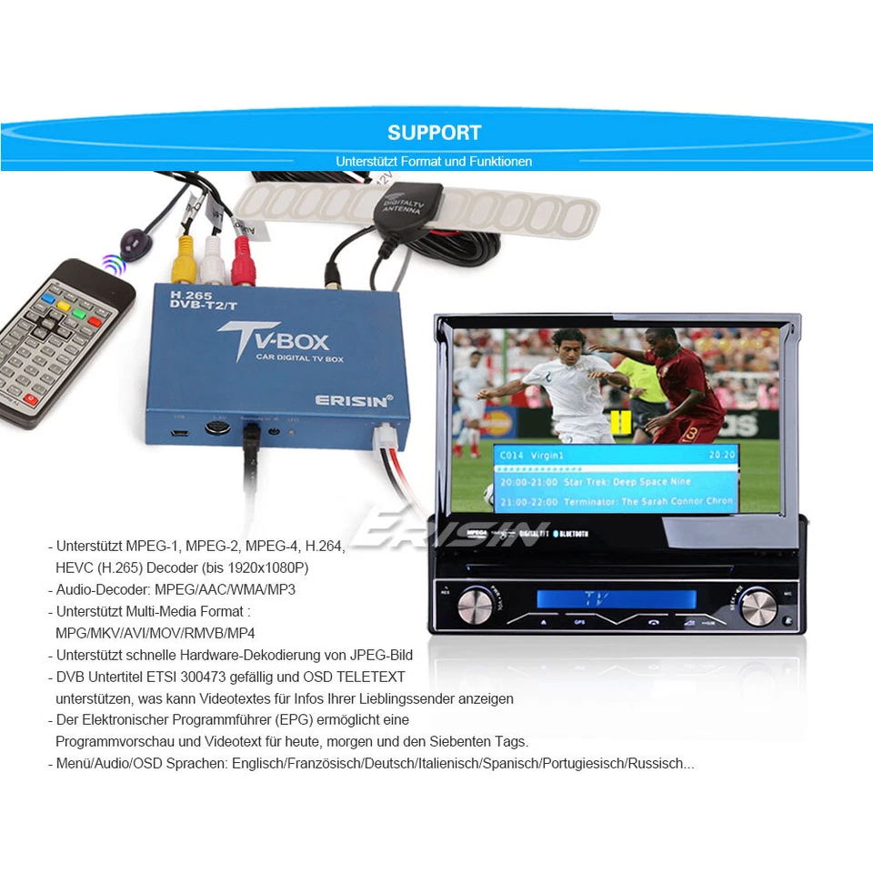 AUTO/KFZ Mobile HD DVB-T2 Digital TV Box Empfänger HEVC(H.265) H.264 MPEG-2/4 - Bild 4 von 4
