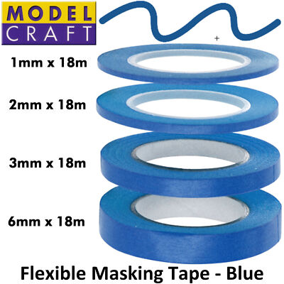 FLEXIBLES ABDECKBAND 1-10 mm Breite 18 m Airbrush Detailing Kunst zum Selbermachen Modellbau