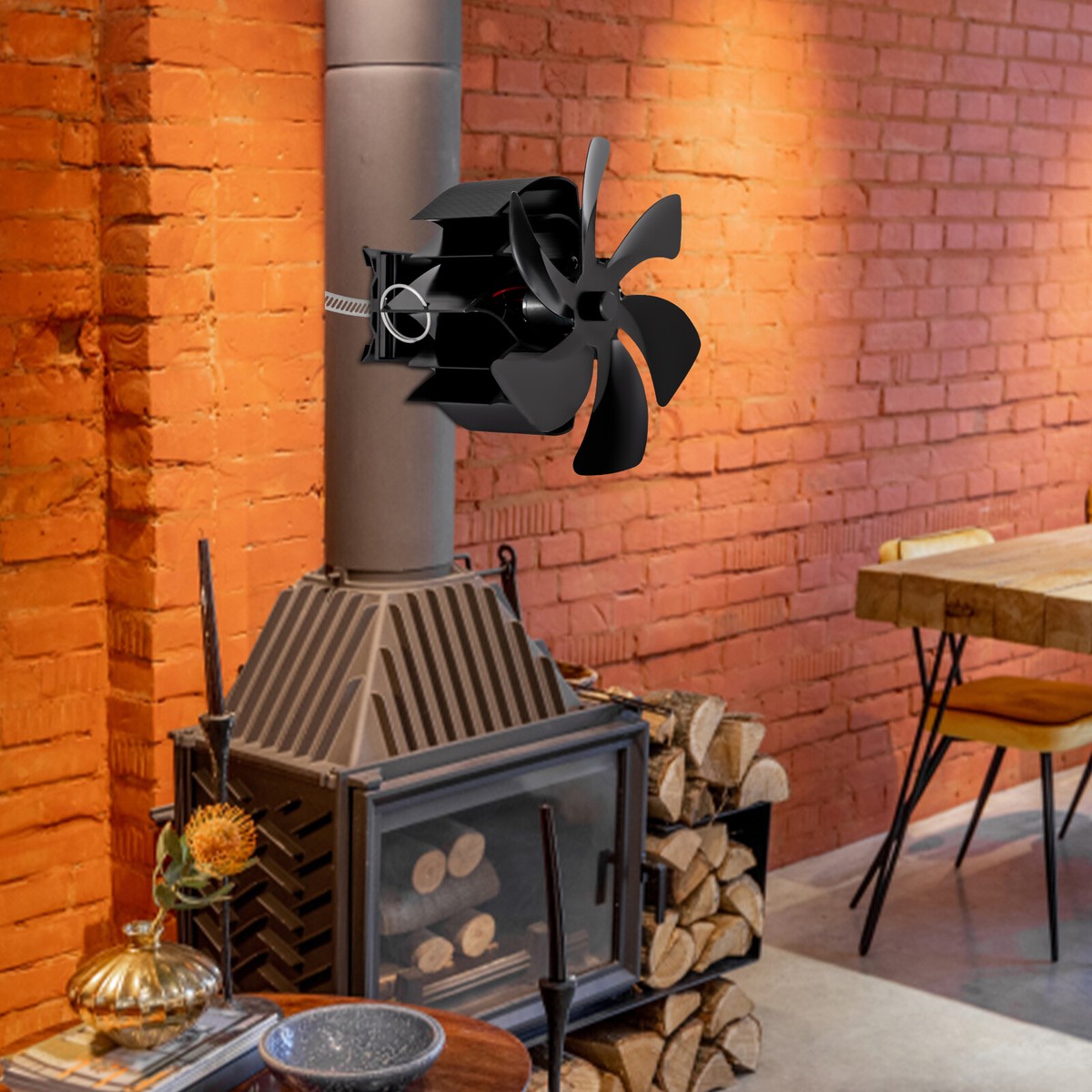 Barrel Stove Kit Wooden Stove Fan Pipe Fireplace Fan 6 Blade Flue Pipe Stove  Fan | eBay