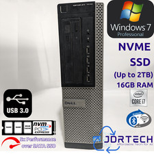 Customizable Windows 7 Pro Dell Optiplex 7010 Core i7 NVME SSD 16GB WiFi BT USB3