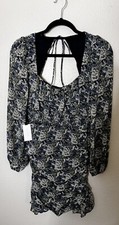 ASTR The Label Women's Smocked Floral Print Ruffled Long Sleeve Mini Dress Small