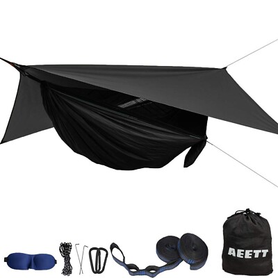 Camping Hammock with Mosquito Net and Rain Fly - Travel Hammock Bug Net - Ham...