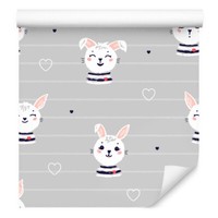 10M Vlies Tapete Kinderzimmer Tiere Kaninchen Herzen Linien Muster Xxl 2734