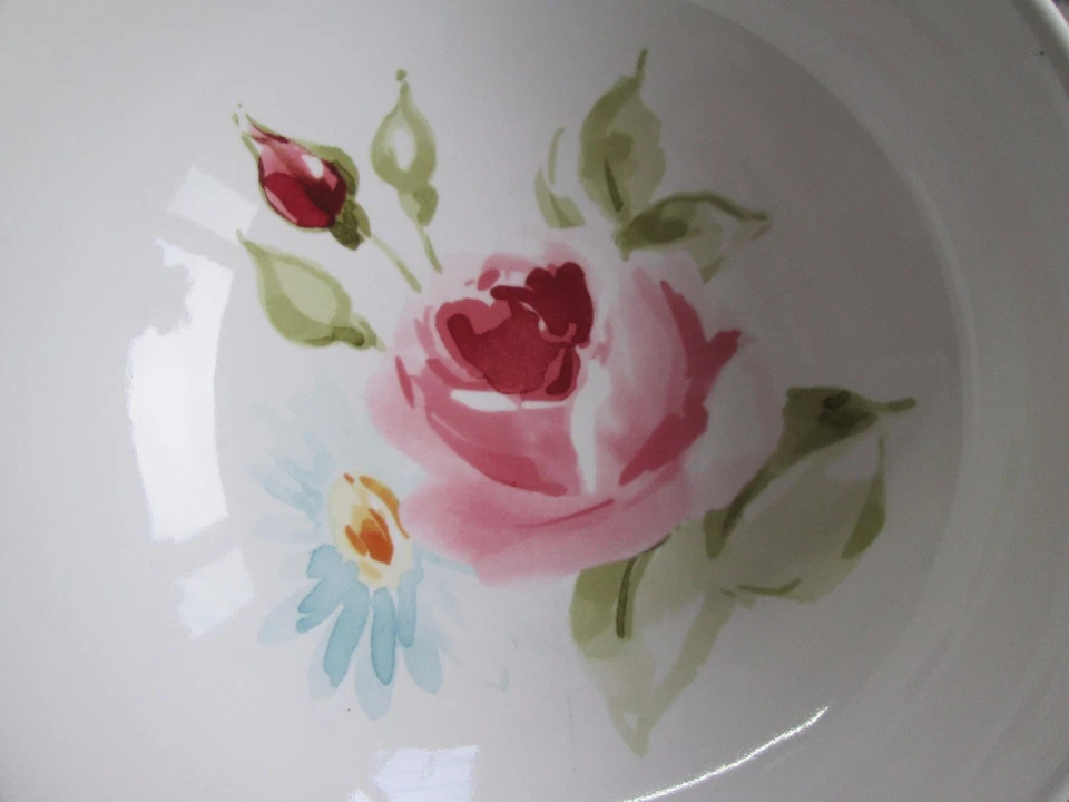 222 Quinto Ensaladera 6.5 Floral Fiesta Sopa Cereal Porcelana Rosa Azul Flores Foto 2 de 4