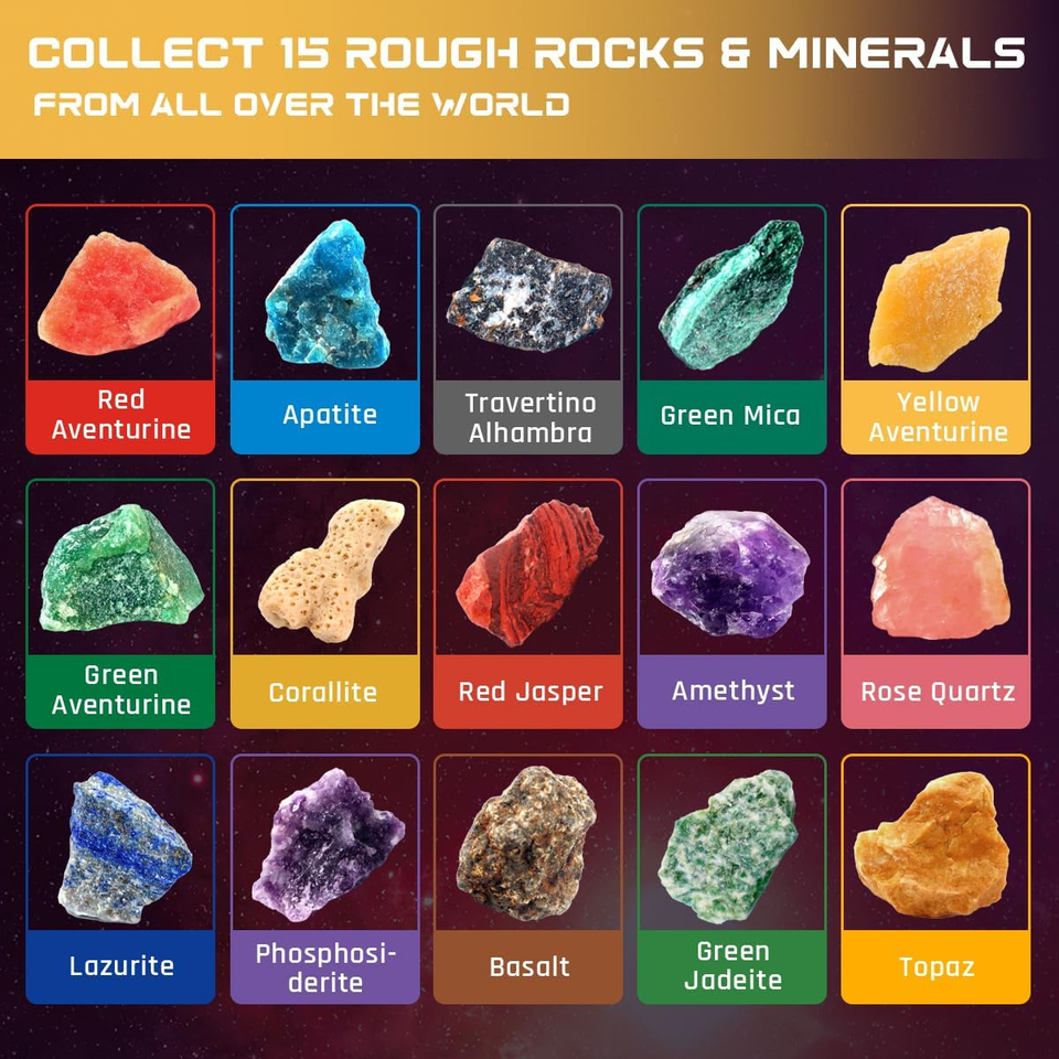 Gemstone Dig Kit, Dig up 15 Rocks & Minerals from Earth Moon Mars ...