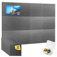 12 Pack Large Cork Board for Wall 47x35 Inch Grey Bulletin Board Adhesive