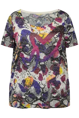 MIAMODA Damen große Größen T Shirt Alloverdruck Rundhals Halbarm 832131