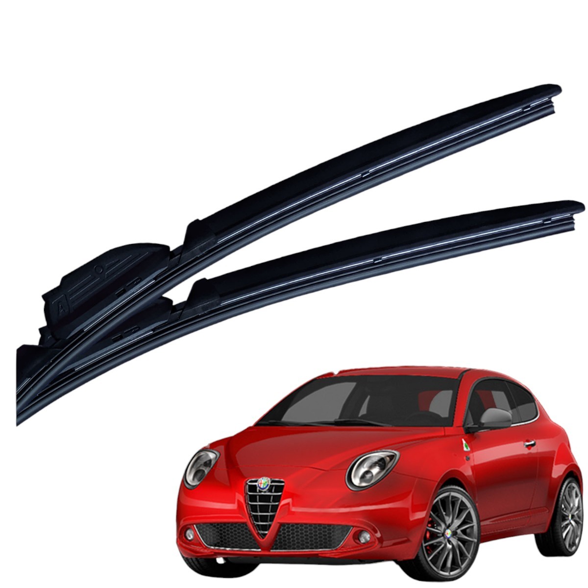 Coppa Spazzole Tergicristallo Gomma Compatibile Con Alfa Romeo Mito (05/2008 - 12/2018) – Kit Con 9 Attacchi, Tergitura Silenziosa - 3