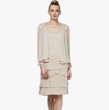 S.L. Fashions Women's Mother of The Bride Tiered Jacket Dress with Shoulder