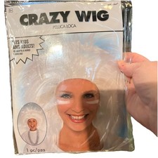 Crazy Wig White Rocker Fits Kids And Adults Costume Halloween Cosplay New