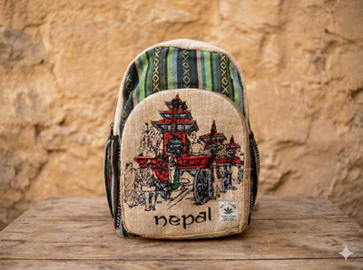 Handmade Hemp Backpack Nepal Large Cotton Rucksack Eco Friendly School Bag Boho