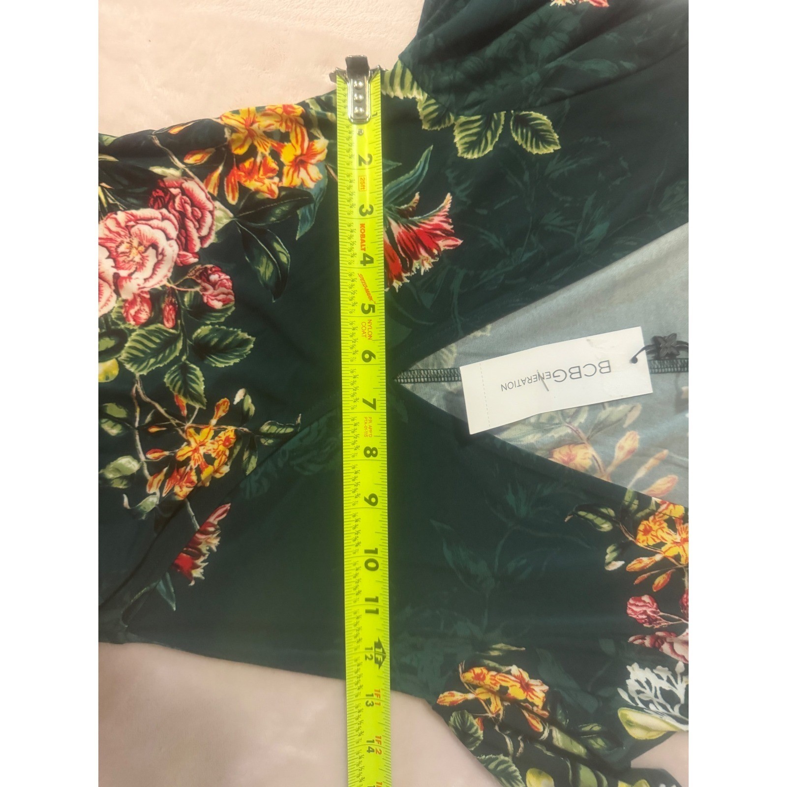 BCBGeneration Dark Green Floral Faux Wrap Mini Dress XXS NWT | eBay