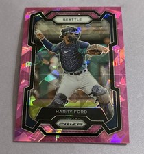 2024 Panini Prizm Pink Cracked Ice #261 Harry Ford Seattle Mariners