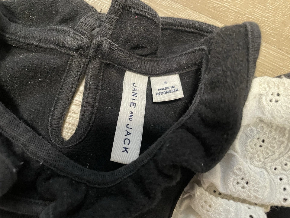 Set Of 2 Janie and Jack Girl’s Long Sleeve Shirt Size 3 Years Black Blouses - Image 4 of 4